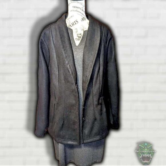 Pamela Dennis Private Client Professional Twee Black Peplum Blazer Peacoat Jacke - Picture 4 of 5